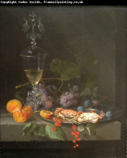 Abraham Mignon Still Life with Crabs on a Pewter Plate
